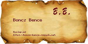 Boncz Bence névjegykártya